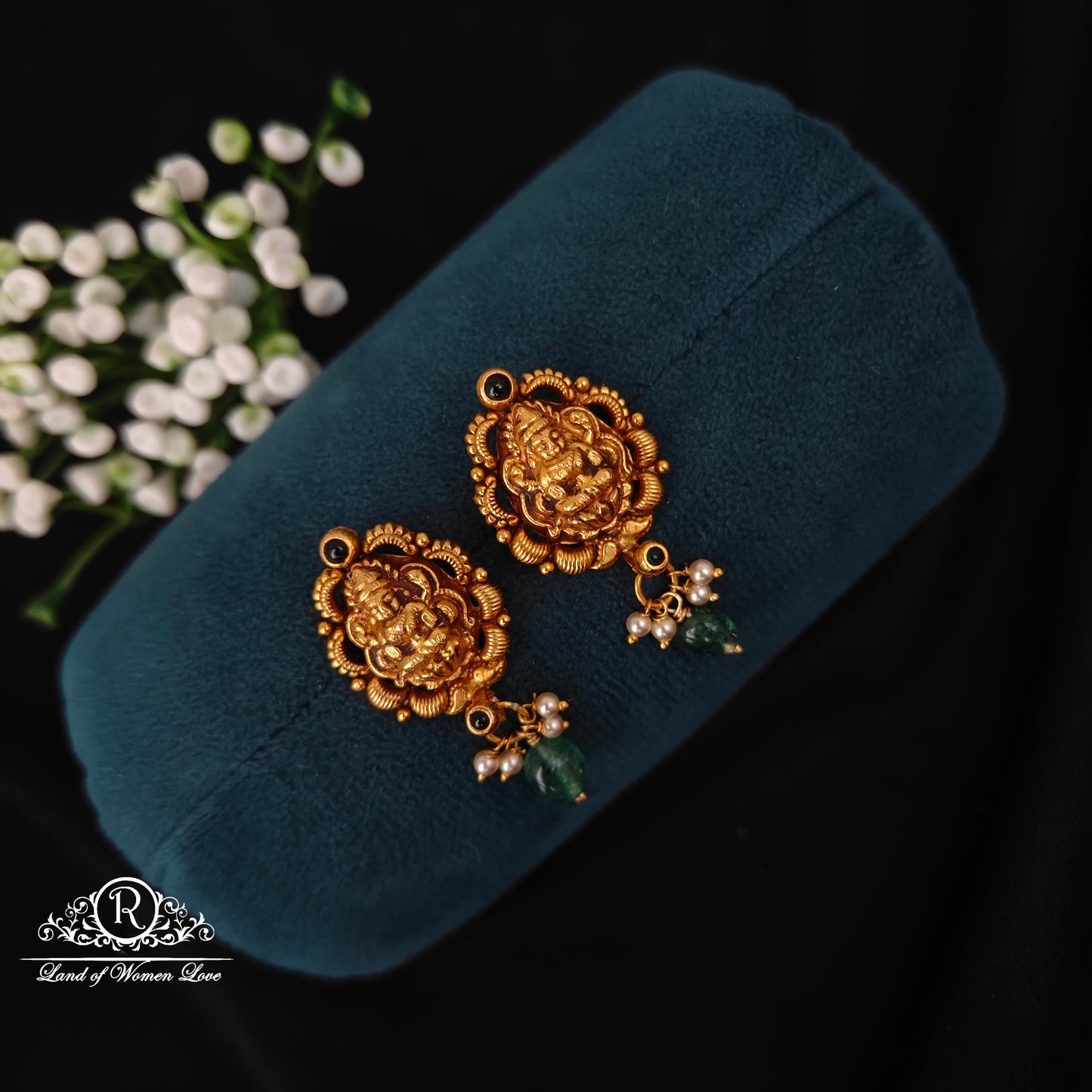 earrings silver lakshmi devi design earrings -rcns060 92.5 silver ramala jewelry / ramala collections