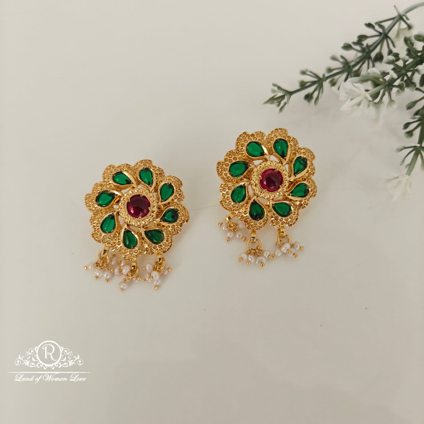 earrings flower design silver earrings-rch706 92.5 silver ramala jewelry / ramala collections