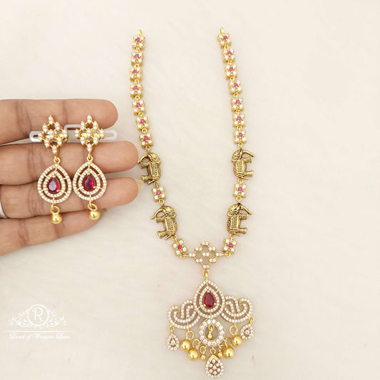 earrings silver white & kempu stones necklace with earrings set-c126c130 92.5 silver ramala jewelry / ramala collections