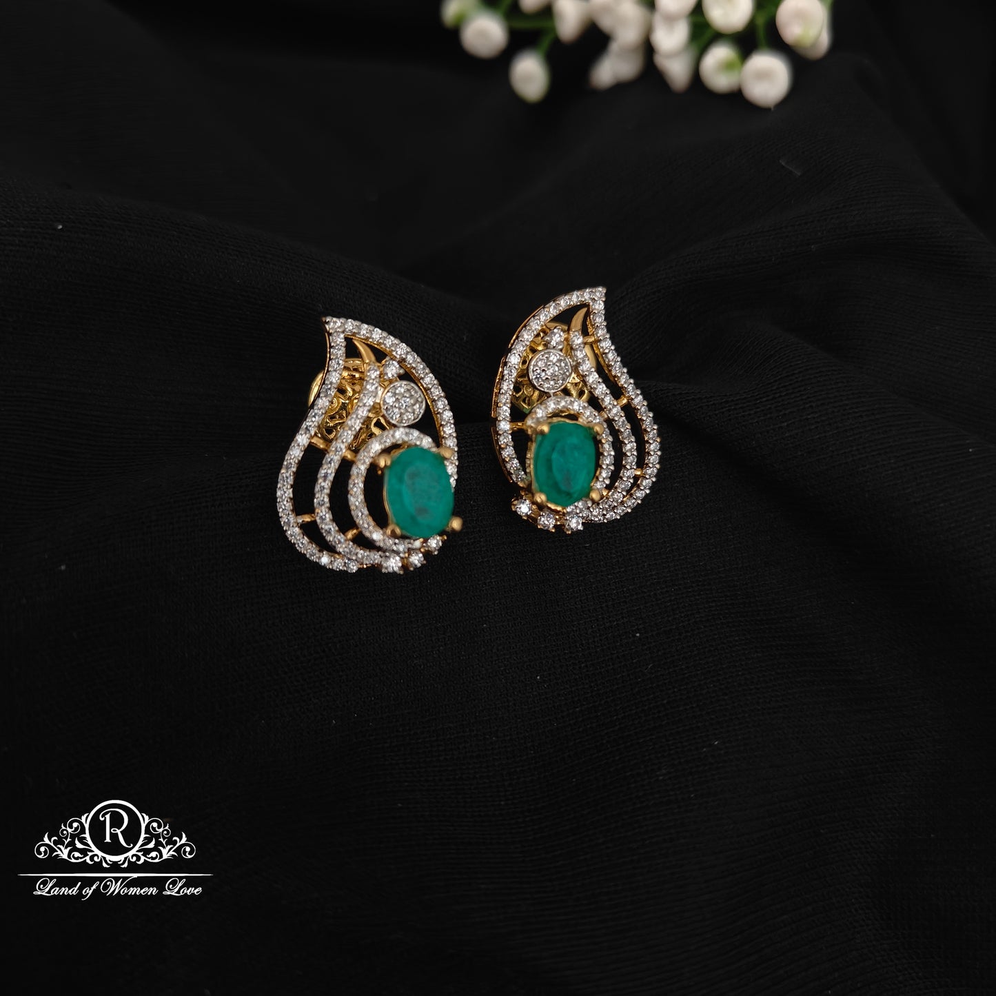 earrings 92.5 silver simple and cute diamond finishing earrings -rcm091255 92.5 silver ramala jewelry / ramala collections