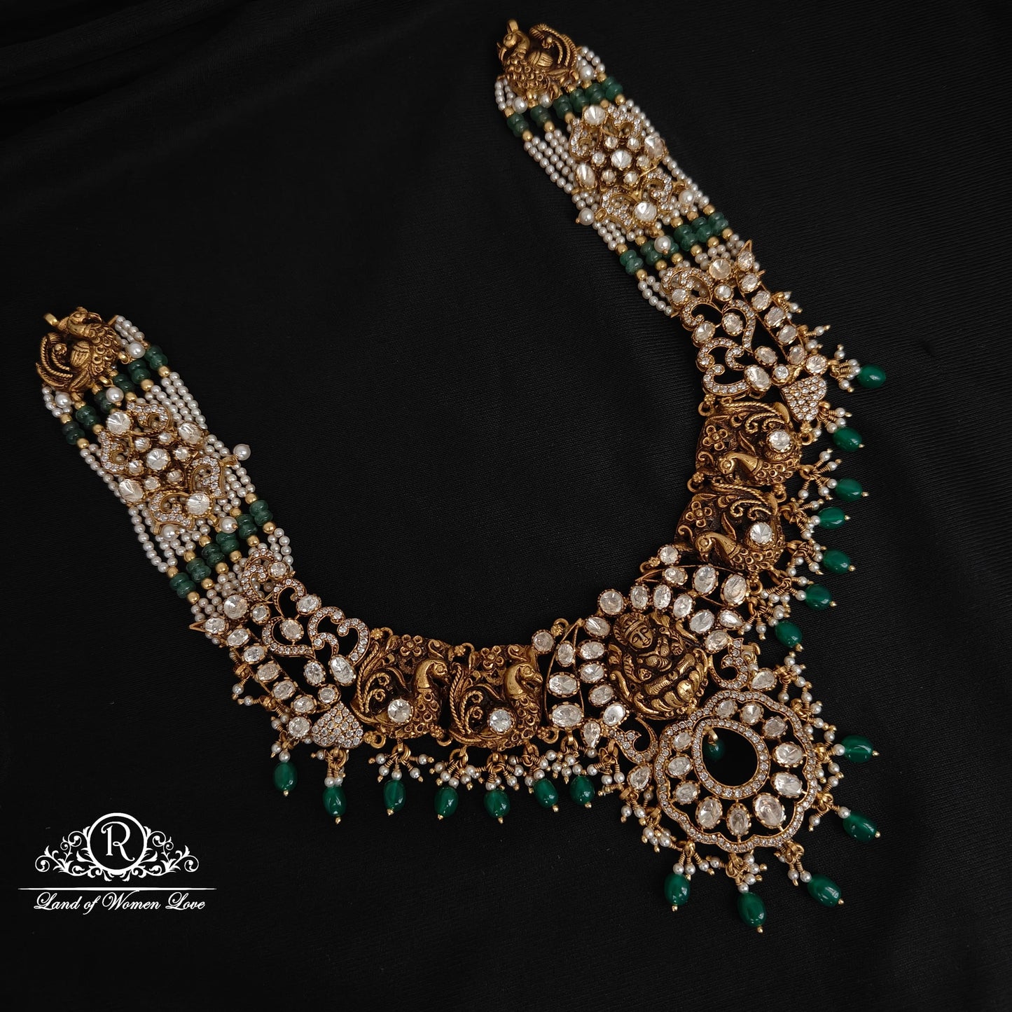 necklace silver moissanite stone with pearls necklace moissanite 92.5 silver ramala jewelry / ramala collections