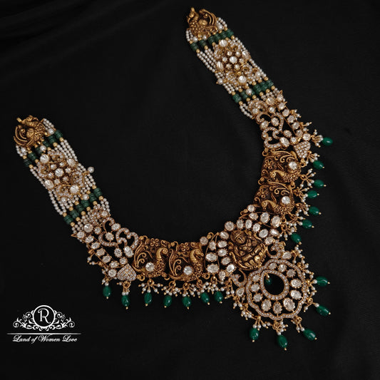 necklace silver moissanite stone with pearls necklace moissanite 92.5 silver ramala jewelry / ramala collections