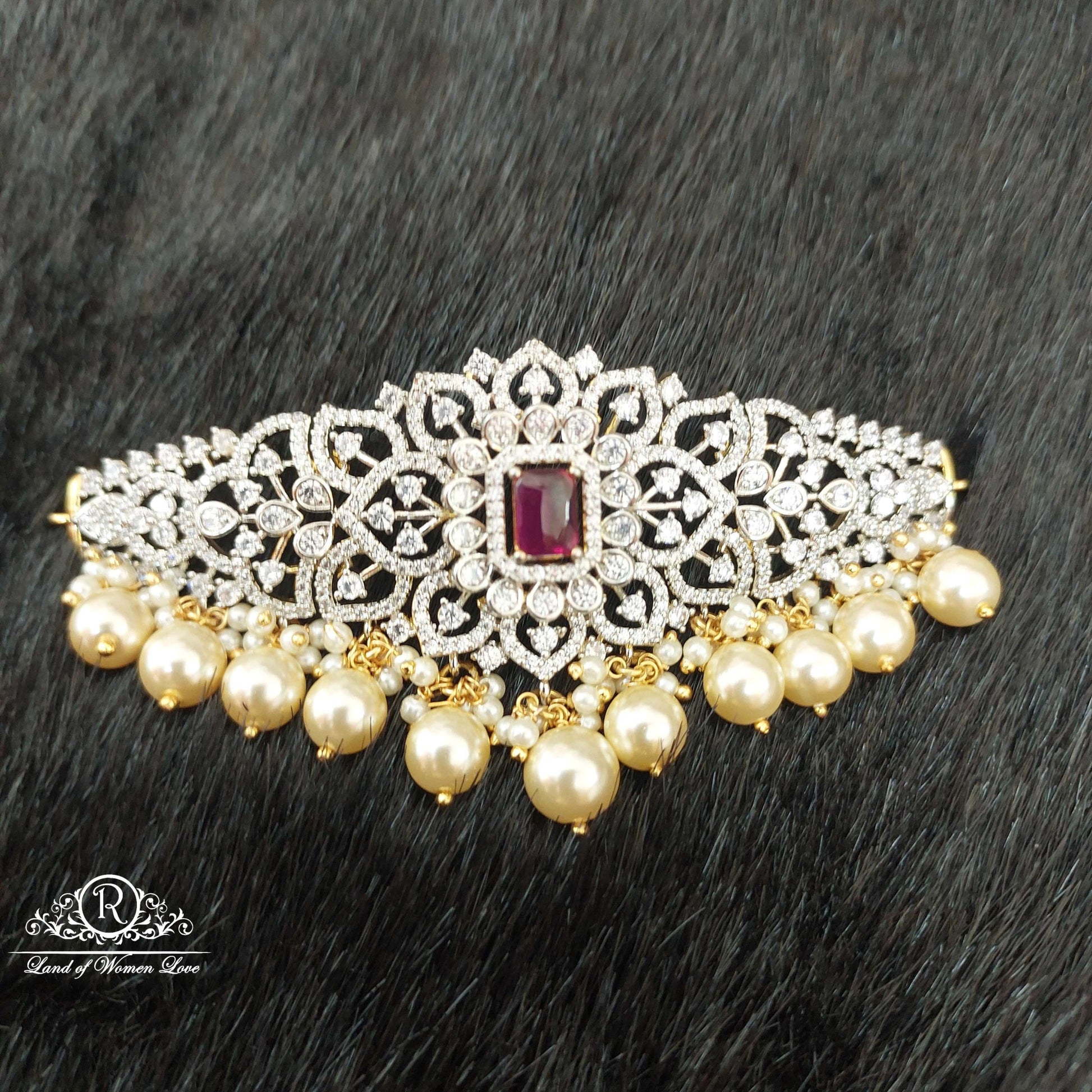 silver cz-white stones chocker-d065 cz 92.5 silver ramala jewelry / ramala collections