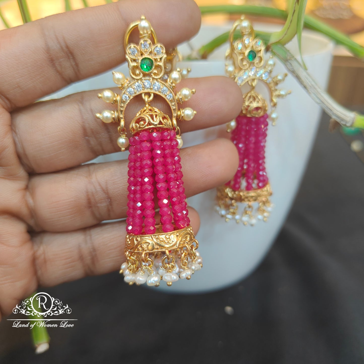 Silver beads hanging earrings-RCAA03