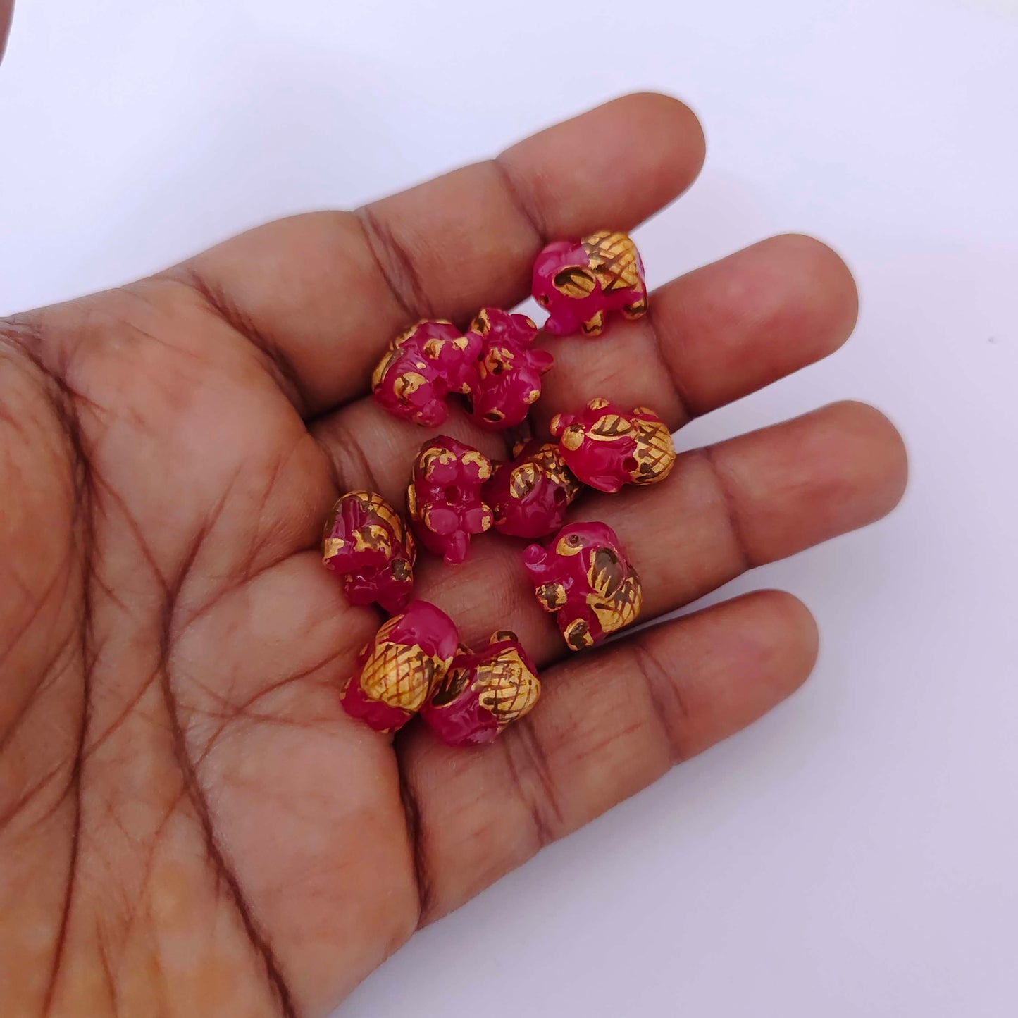 Coral elephant beads -RCMJ88-9