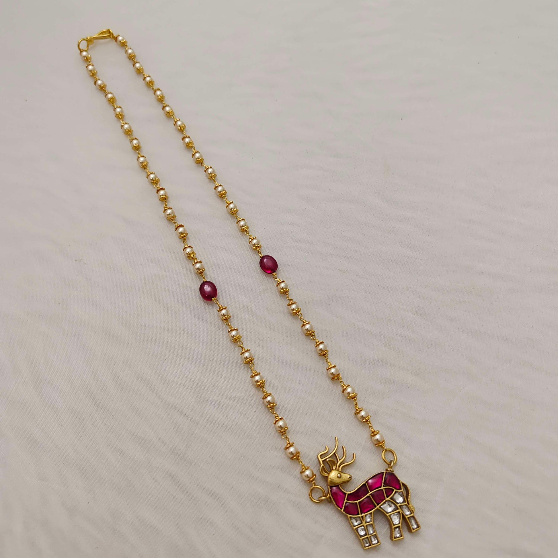 chain silver pearl chain with kundan locket-rch378 pearl 92.5 silver ramala jewelry / ramala collections