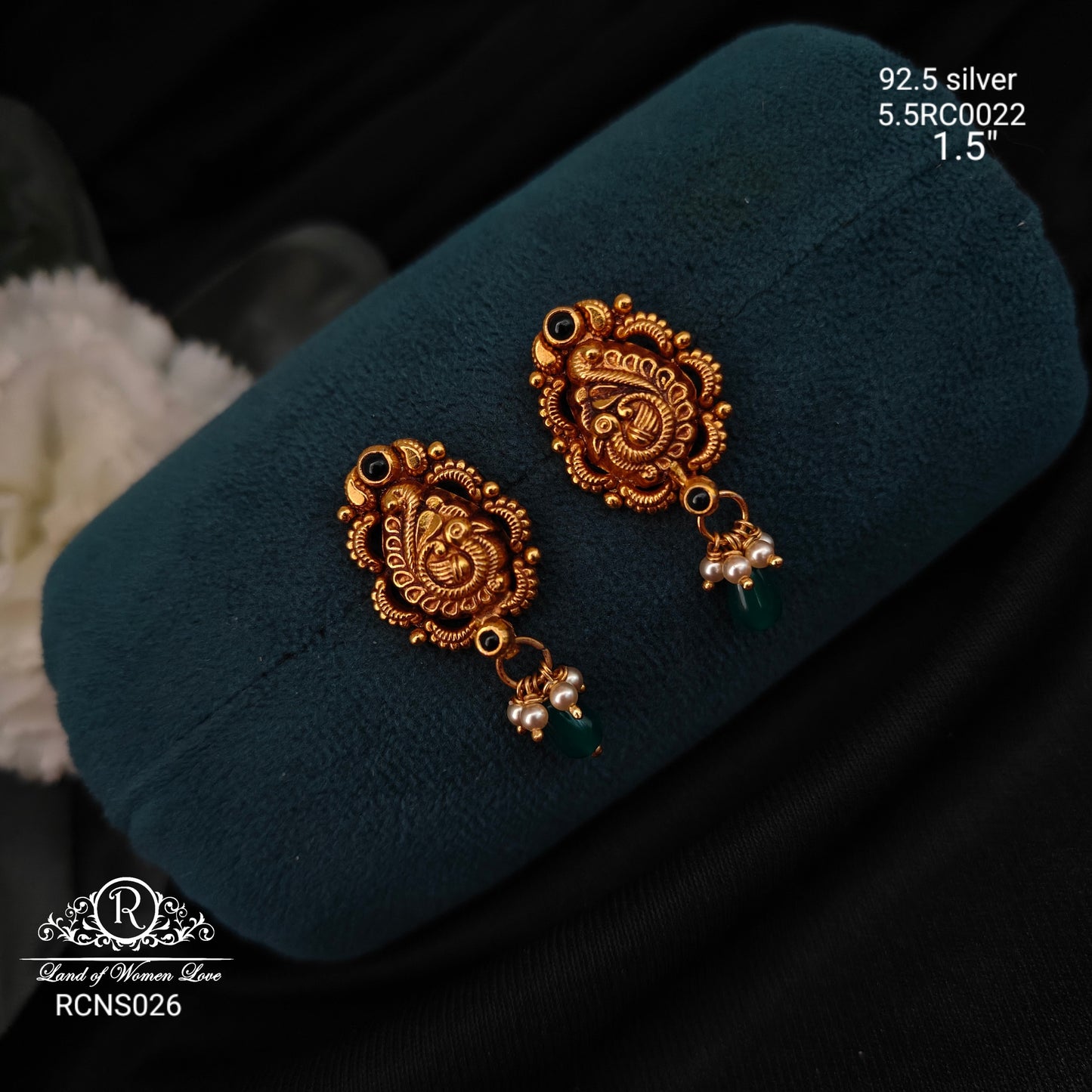 earrings silver peacock design earrings-rcns026 92.5 silver ramala jewelry / ramala collections