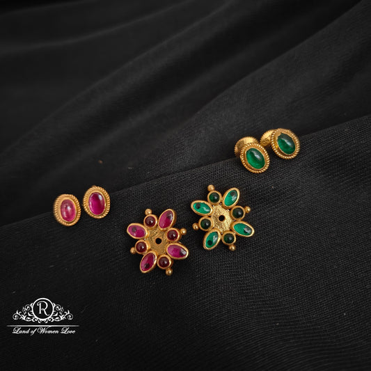 earrings 92.5 silver kundans changeable earrings-rccp407 92.5 silver ramala jewelry / ramala collections