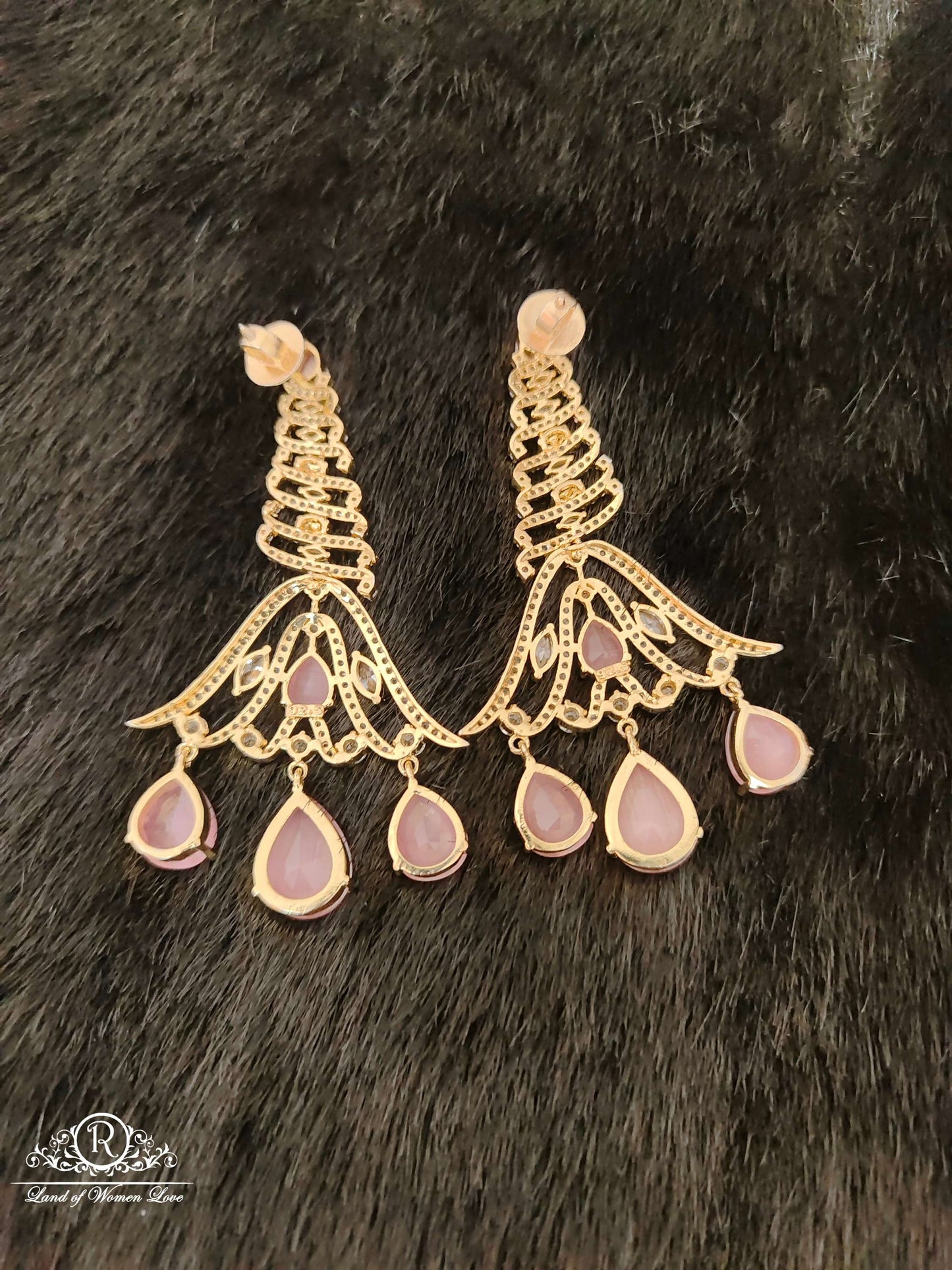 Silver CZ- White Stones Dimond Design Earrings-RCJR237