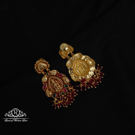 92.5 Silver Lakshmi Devi Design Kundans Earrings-RCJR811