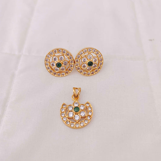 earrings silver cz-gold polish set wise collection -rcjr294 ,rcjr295 cz 92.5 silver ramala jewelry / ramala collections