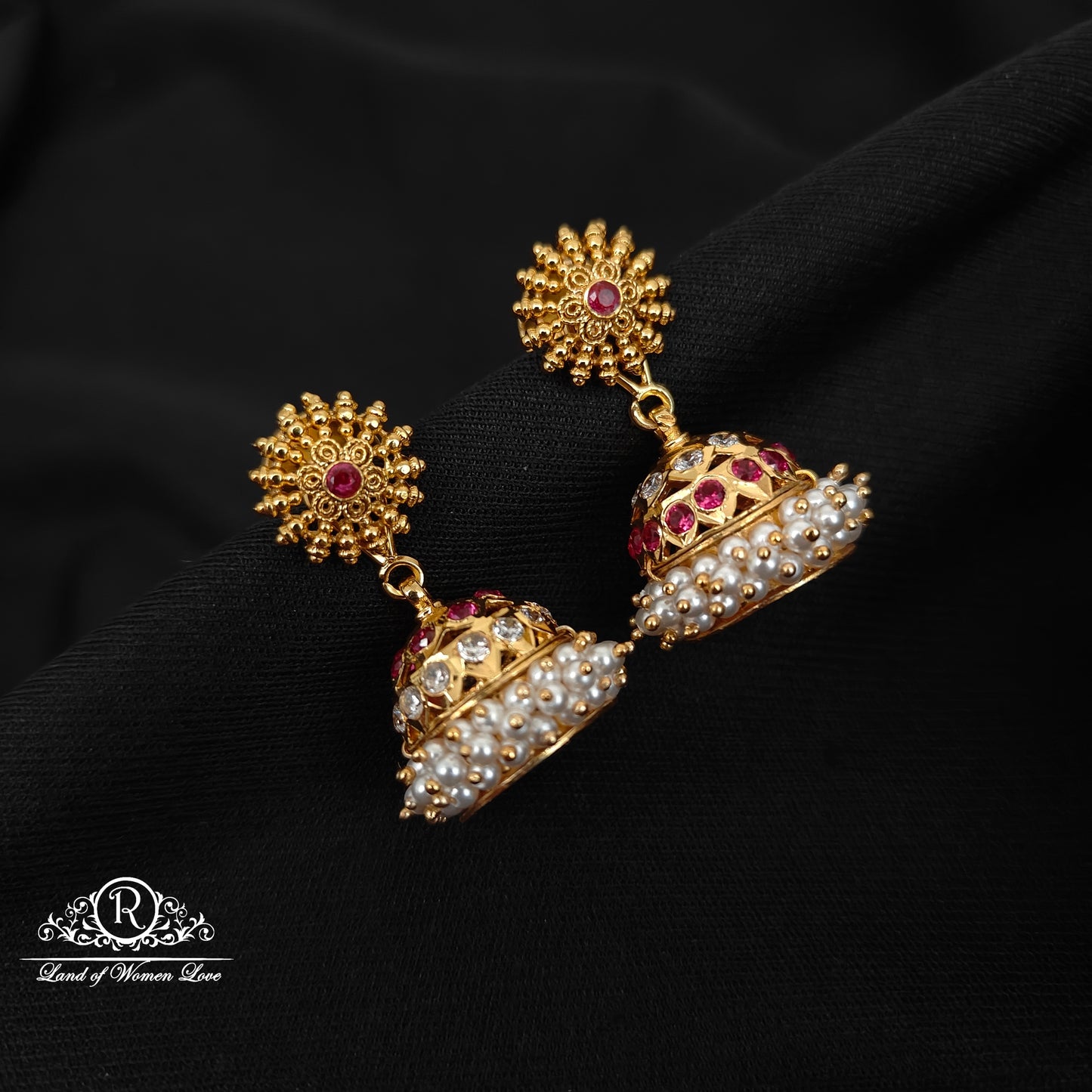 stud 92.5 silver detachable jhumkas-rck190-2 92.5 silver ramala jewelry / ramala collections