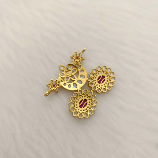 Silver semi precious white stone mala locket -RCC126