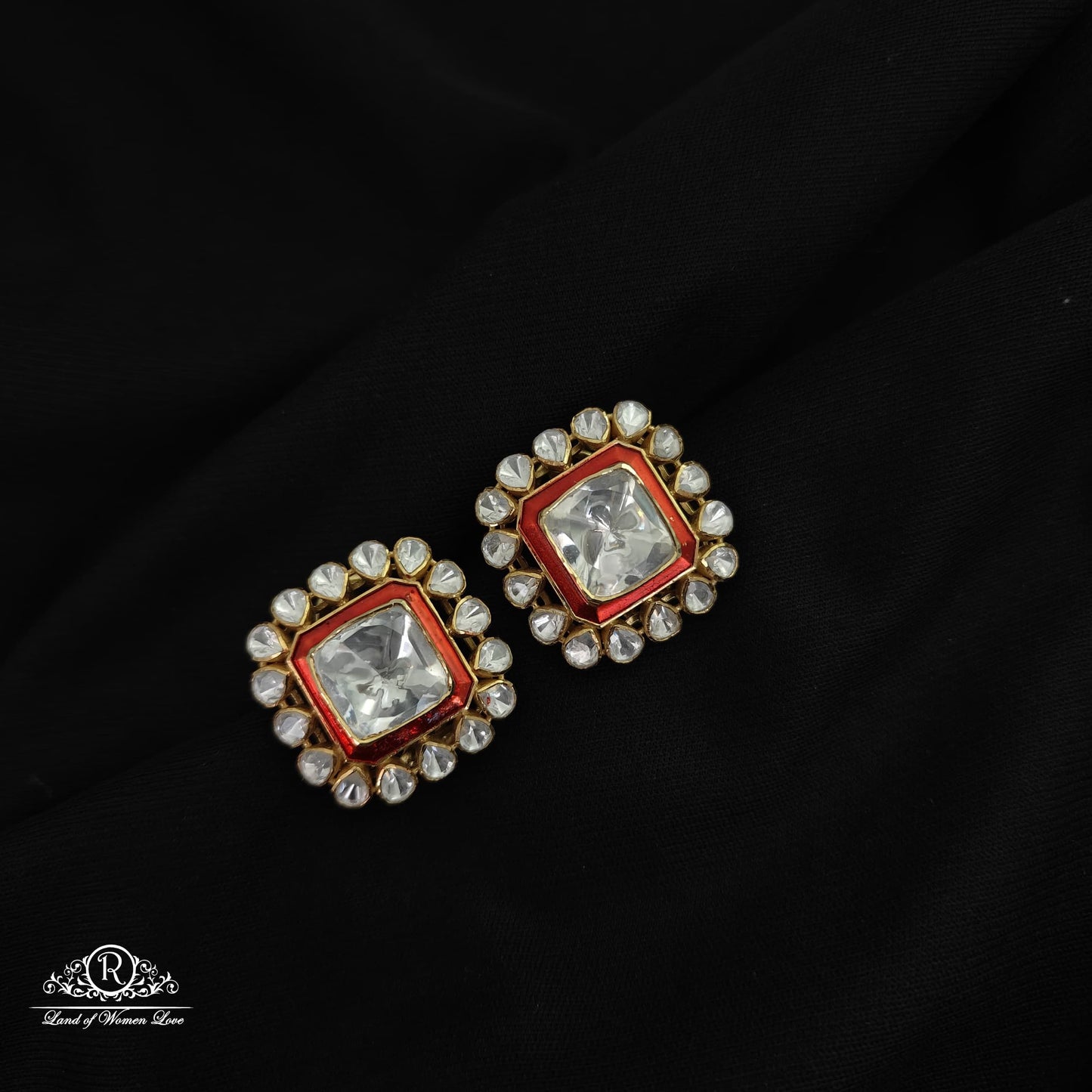 stud silver moissanite square model stud earrings -rckk3 moissanite 92.5 silver ramala jewelry / ramala collections