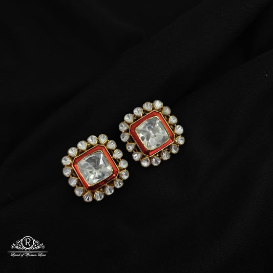 stud silver moissanite square model stud earrings -rckk3 moissanite 92.5 silver ramala jewelry / ramala collections