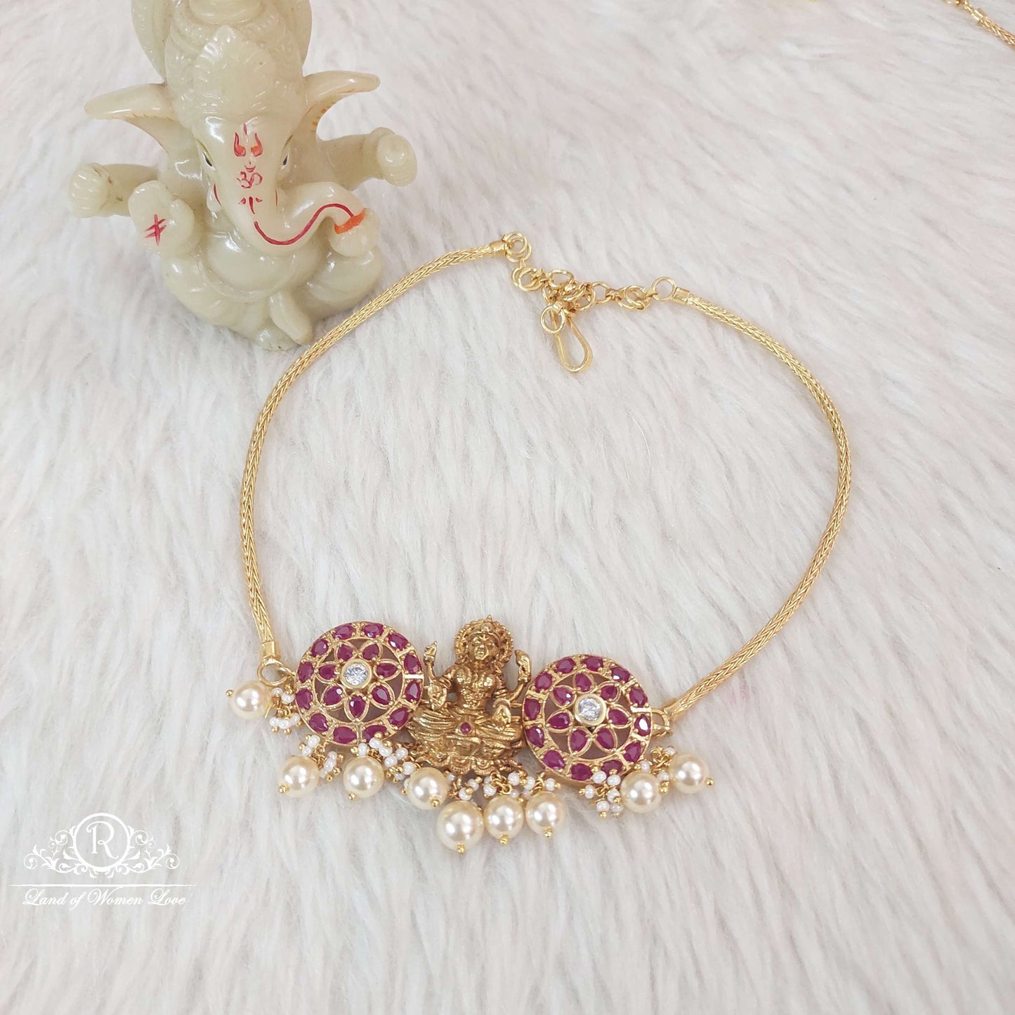 silver lakshmi devi chocker-s399 92.5 silver ramala jewelry / ramala collections