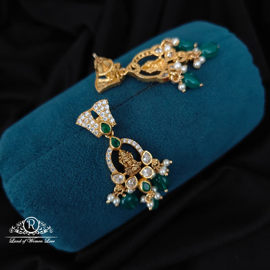 92.5 silver simple and Cute earrings with hangings & Lakshmi Devi Design-RCM373