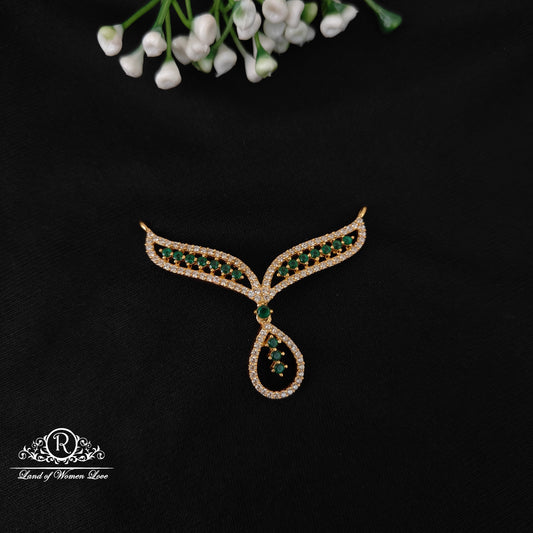 92.5 silver simple and cute mala locketwith green stones-rcjr990 92.5 silver ramala jewelry / ramala collections