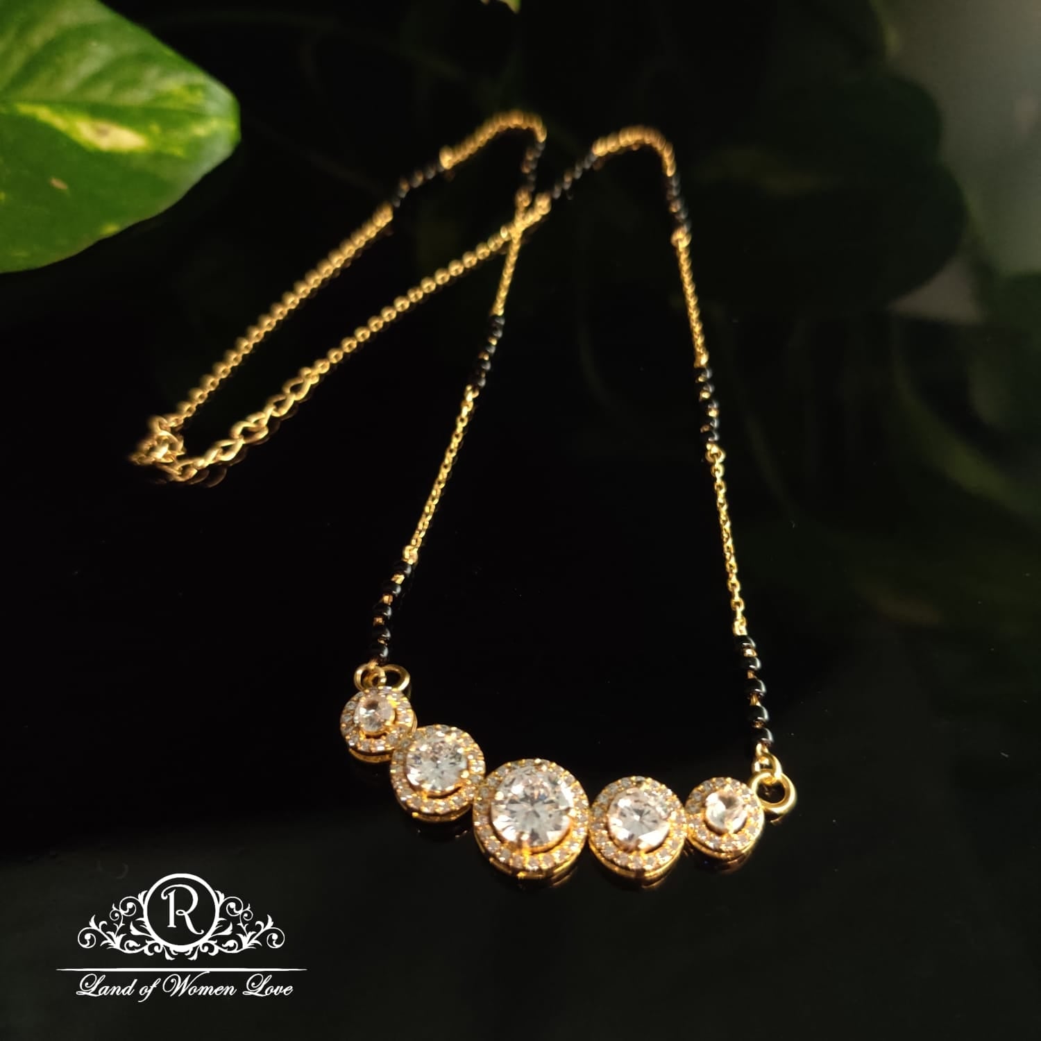 chain silver black beads chain with locket -rct155 cz 92.5 silver ramala jewelry / ramala collections