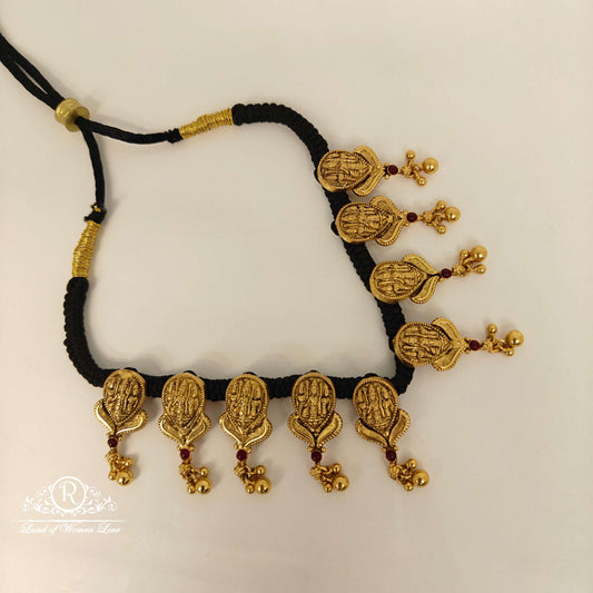 necklace ram parivar design black thread-rc85-70cp120 92.5 silver ramala jewelry / ramala collections