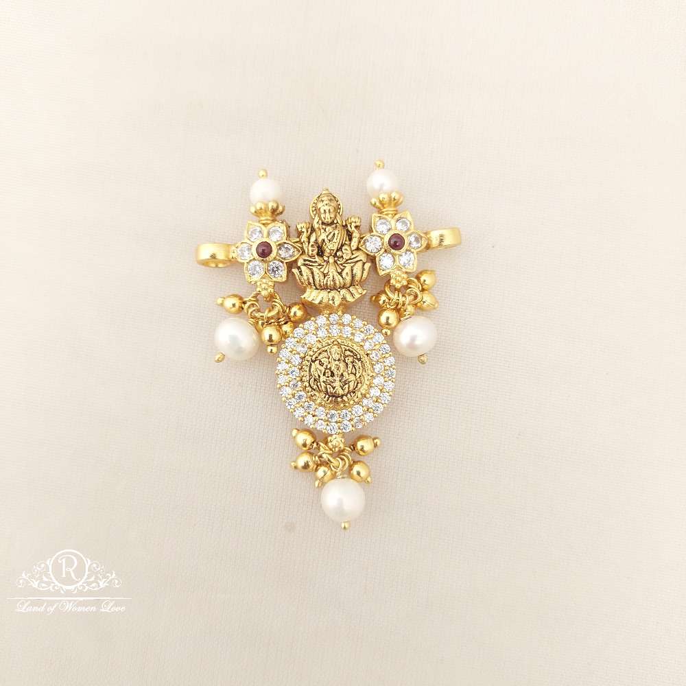 silver lakshmi devi with pearls locket-m192 92.5 silver ramala jewelry / ramala collections