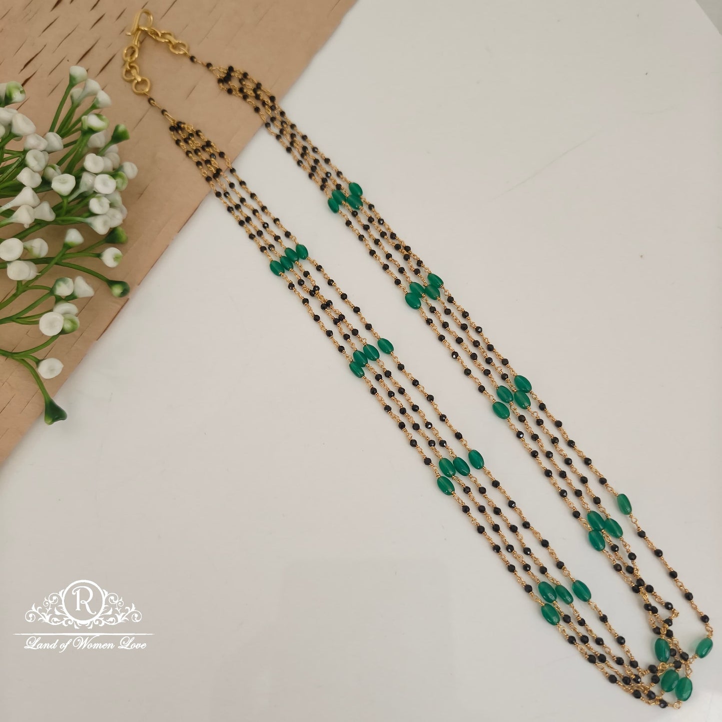 92.5 silver simple and cute black beads - rcnj031 92.5 silver ramala jewelry / ramala collections