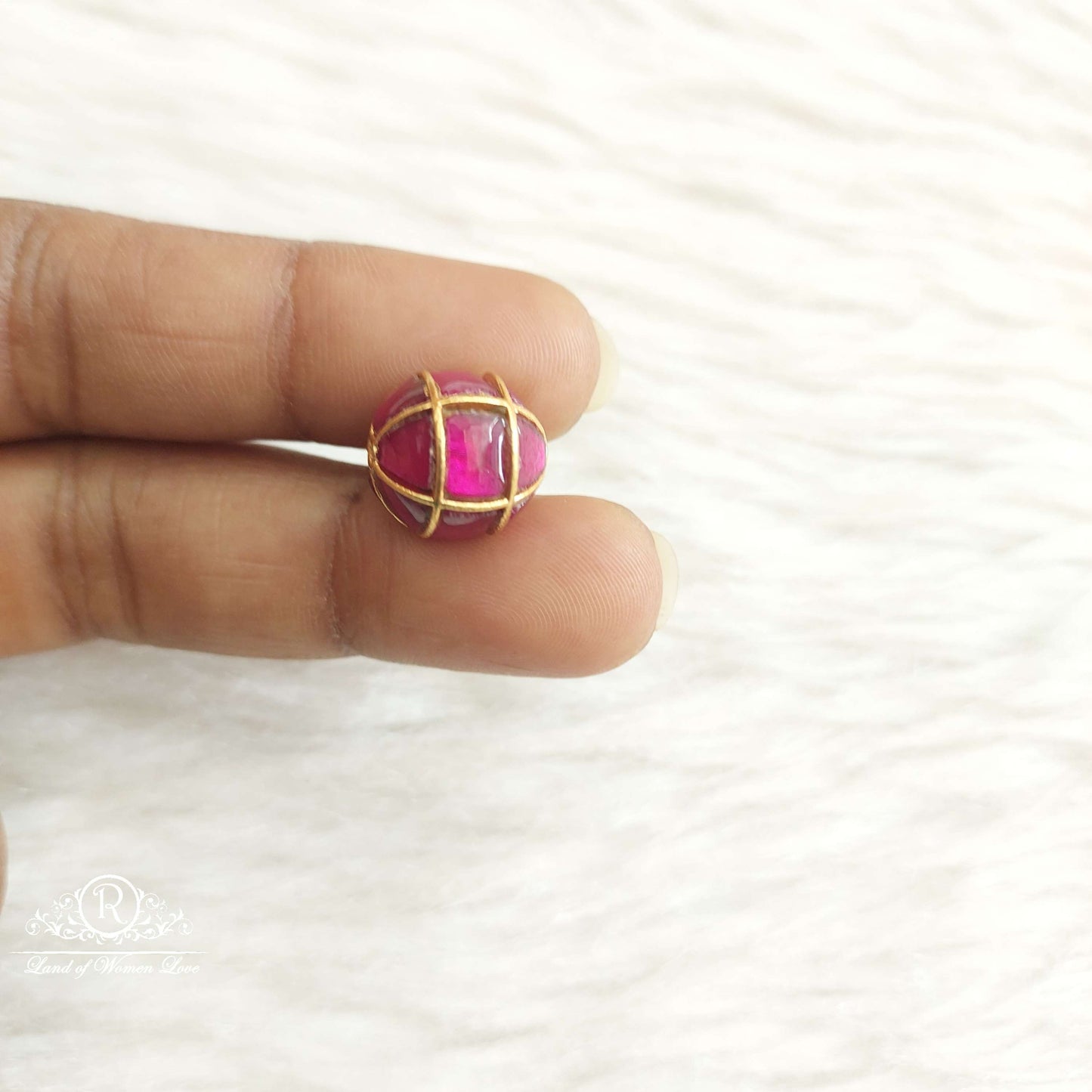 Silver Kundan Gold Ball-SA477