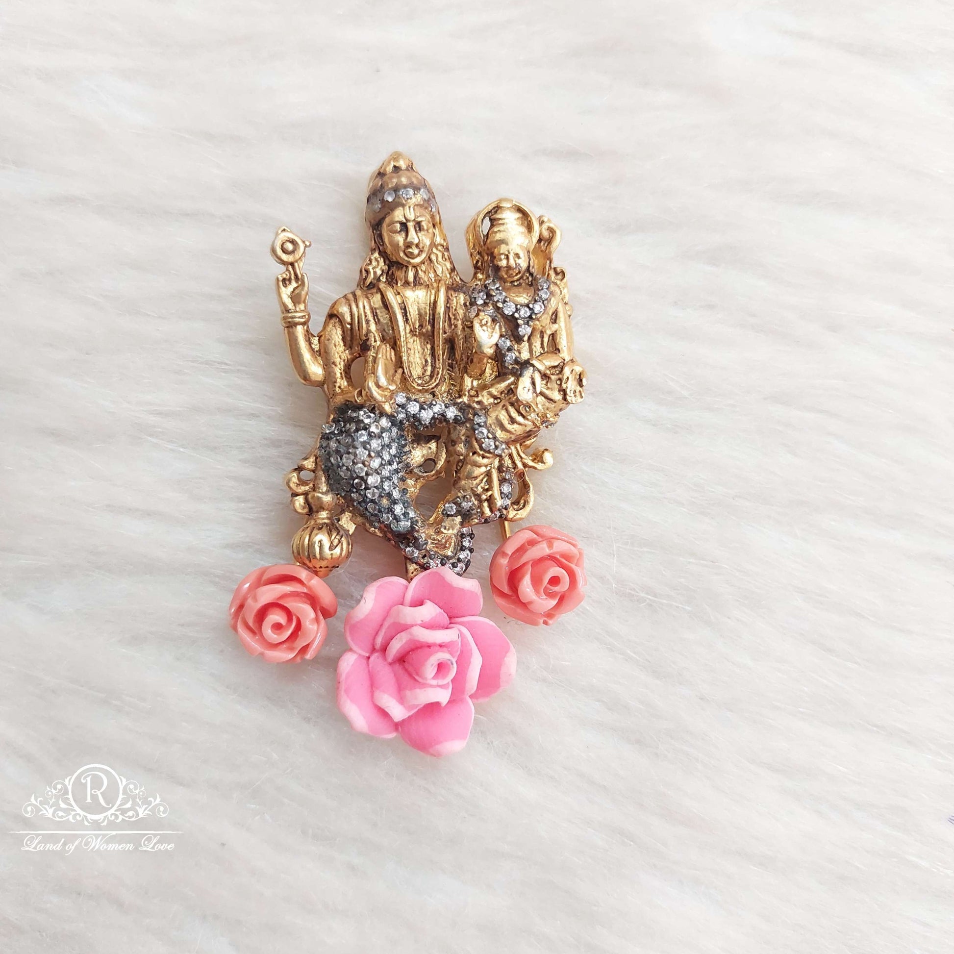 silver black cz-shiva parvathi locket-s773 cz 92.5 silver ramala jewelry / ramala collections