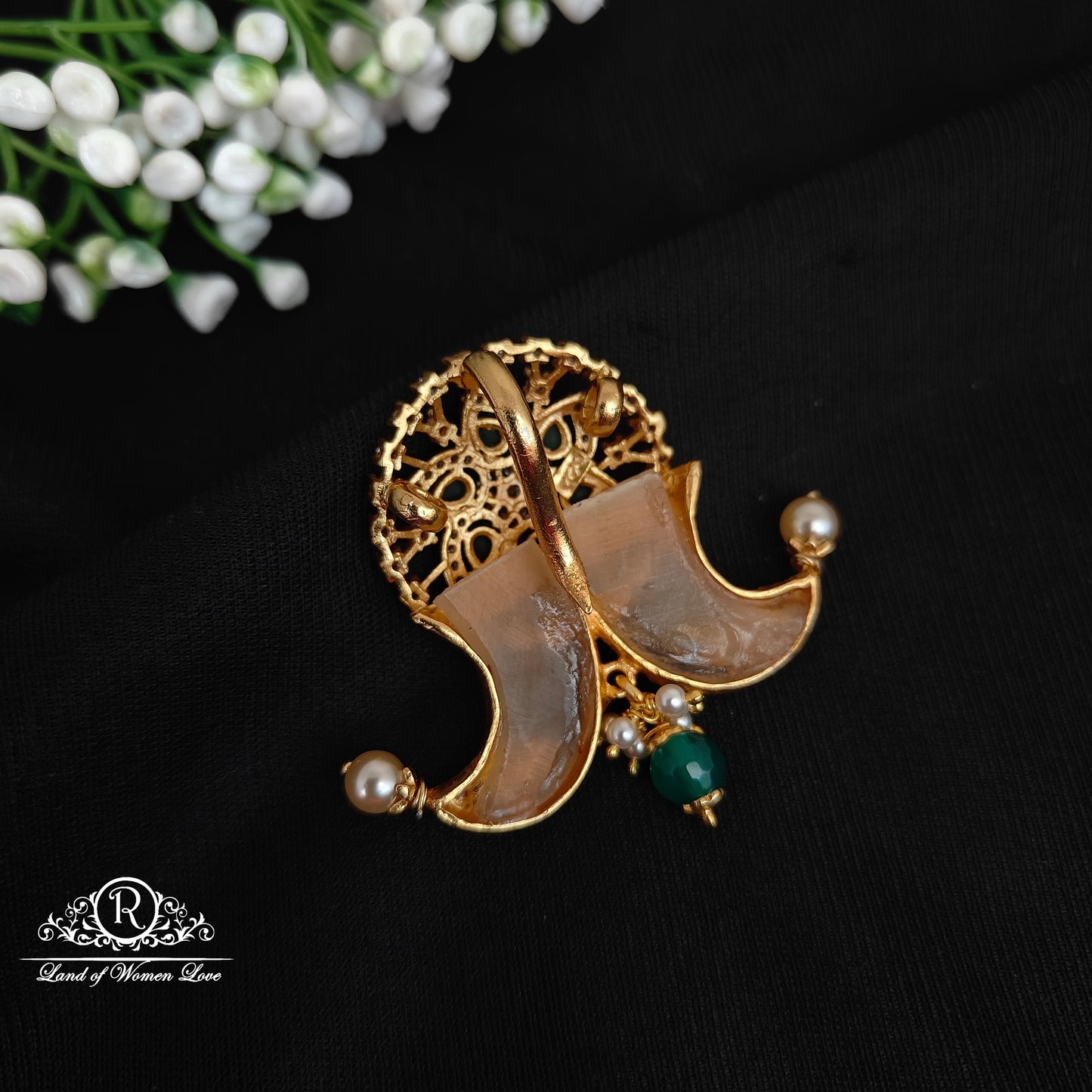 92.5 silver simple and Cute tiger nail pendent with flower design-RCJR893