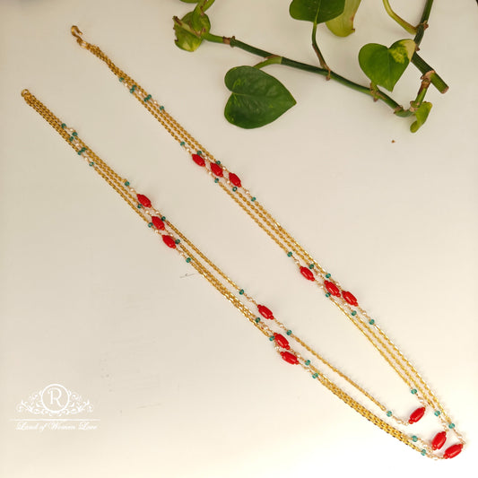 chain 92.5 silver simple and cute beads chain with corals-rch965 92.5 silver ramala jewelry / ramala collections