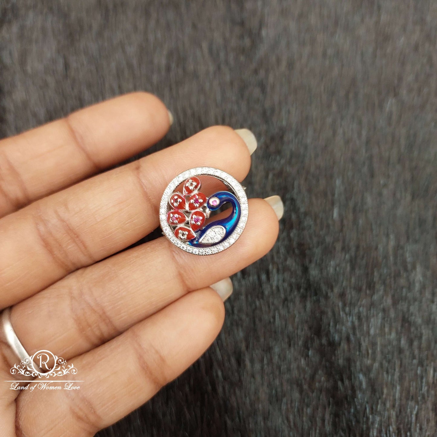 Silver Peacock Design Finger Ring-SS69