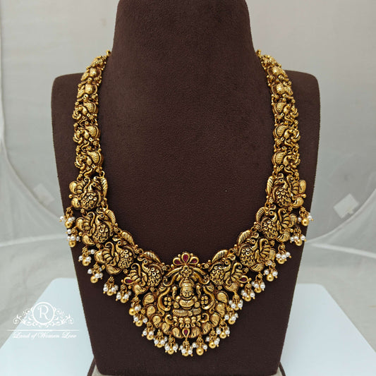 haram silver lakshmi devi peacock design haram-rcz22 92.5 silver ramala jewelry / ramala collections