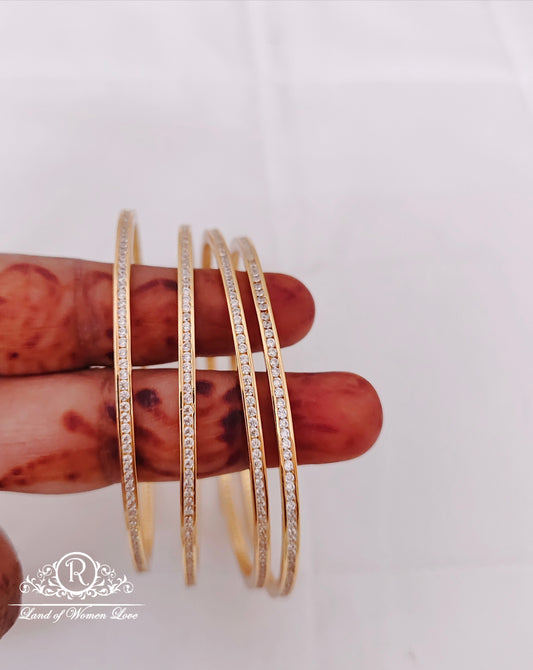 One pair only Silver CZ-gold polish bangles -RCP073