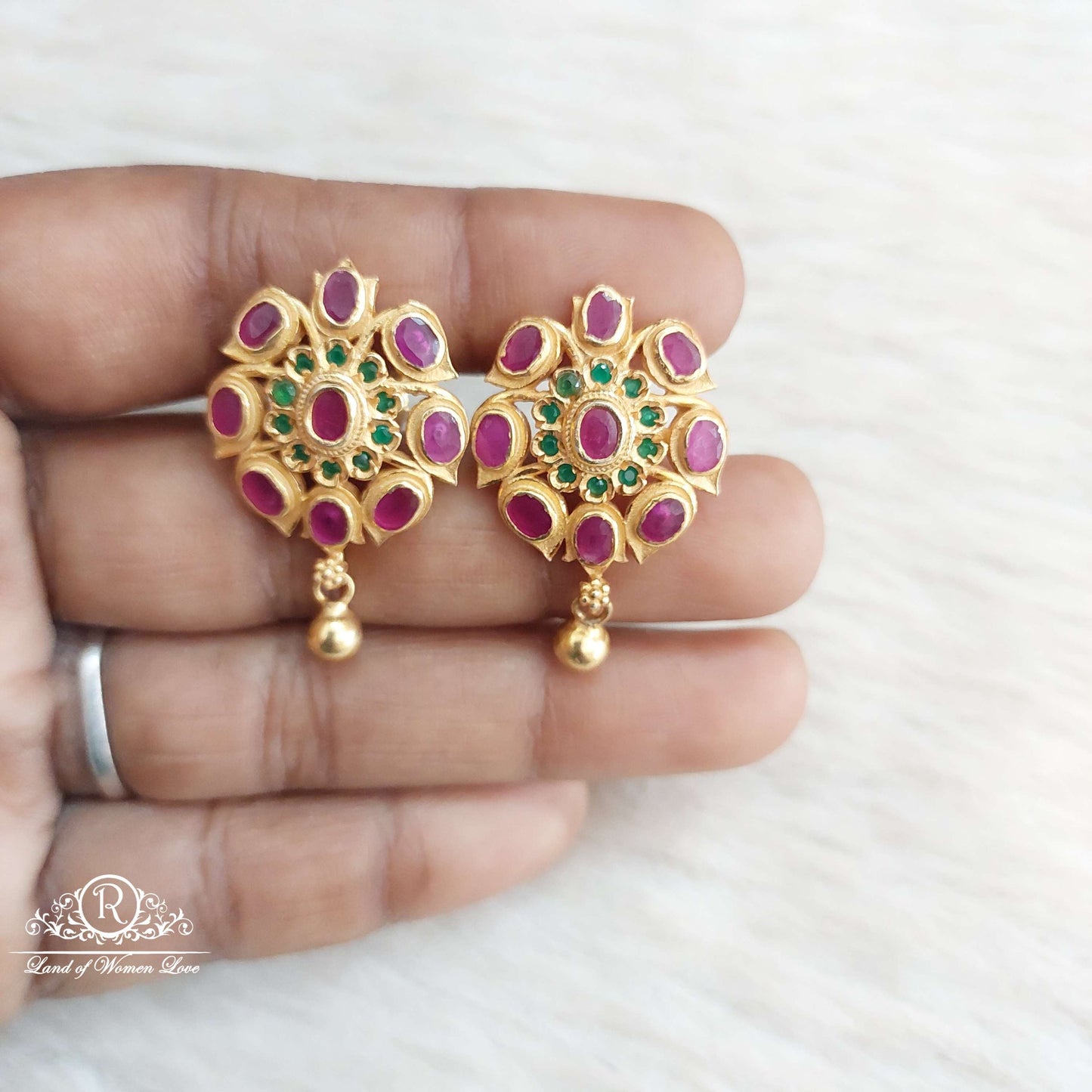 earrings silver kempu stones earrings-sa170 92.5 silver ramala jewelry / ramala collections