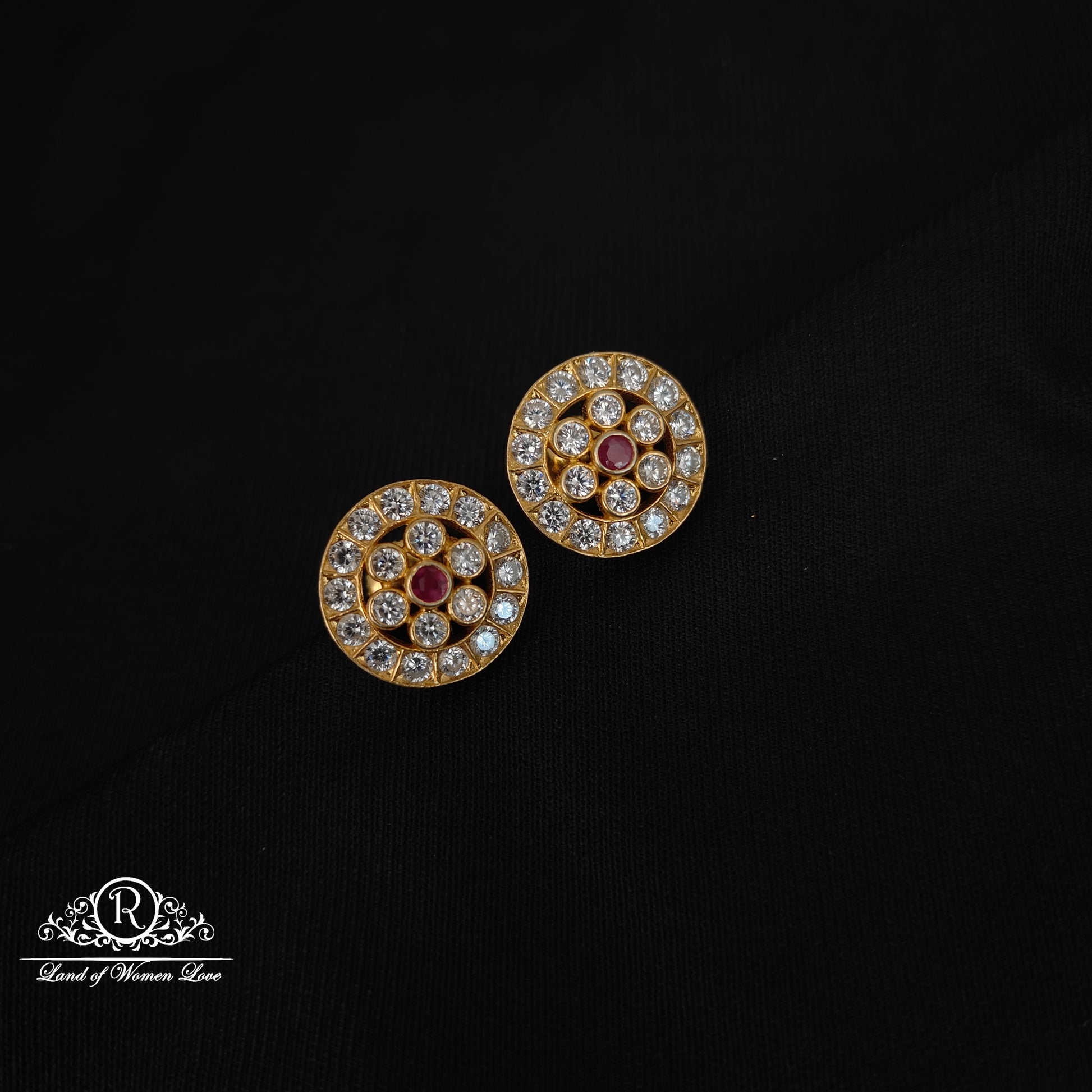 stud 92.5 silver cz's flower design studs-rcl56 cz 92.5 silver ramala jewelry / ramala collections
