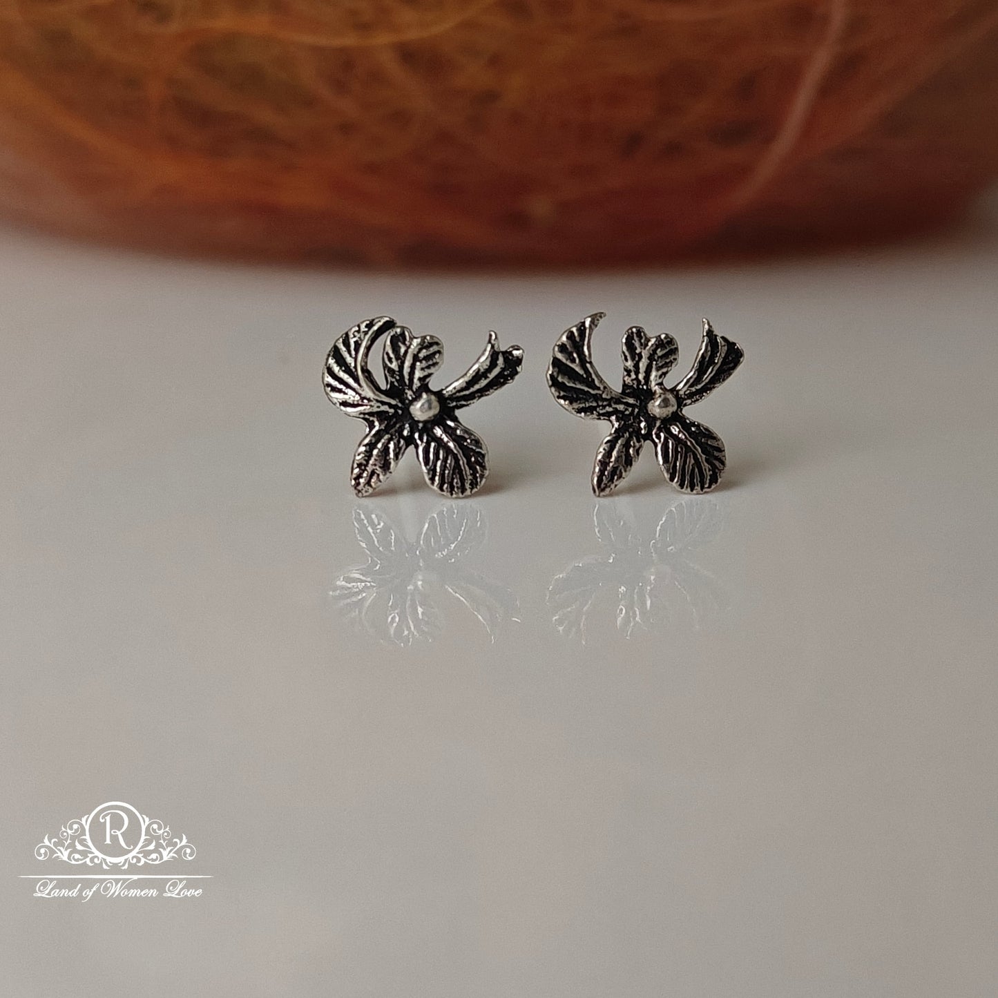 stud silver anitque fancy style kids earring -rchs14 92.5 silver ramala jewelry / ramala collections