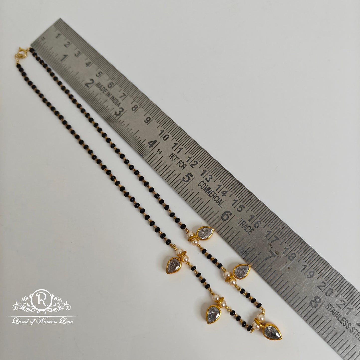 92.5 silver Black Beads with white stone lockets -RCH791