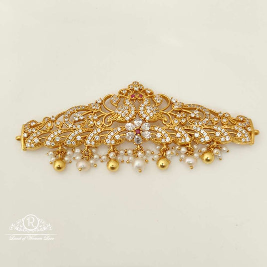 silver peacock design white stones chocker- rc87-60p12 92.5 silver ramala jewelry / ramala collections