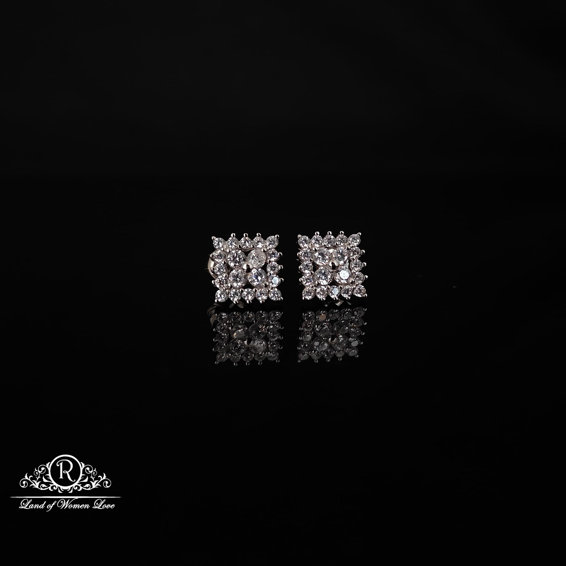 stud silver square cz- stud earrings -rchs39 cz 92.5 silver ramala jewelry / ramala collections