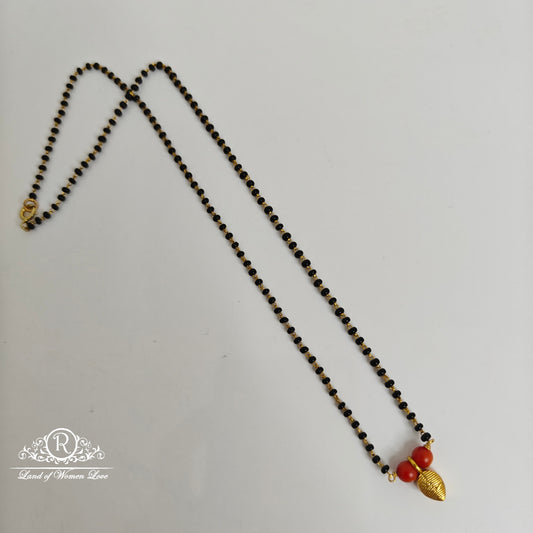 92.5 silver simple and Cute Black Beads with locket - RCH790