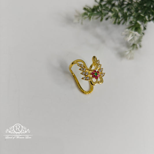 ring 92.5 silver flower design pink and white stones vanki ring 92.5 silver ramala jewelry / ramala collections