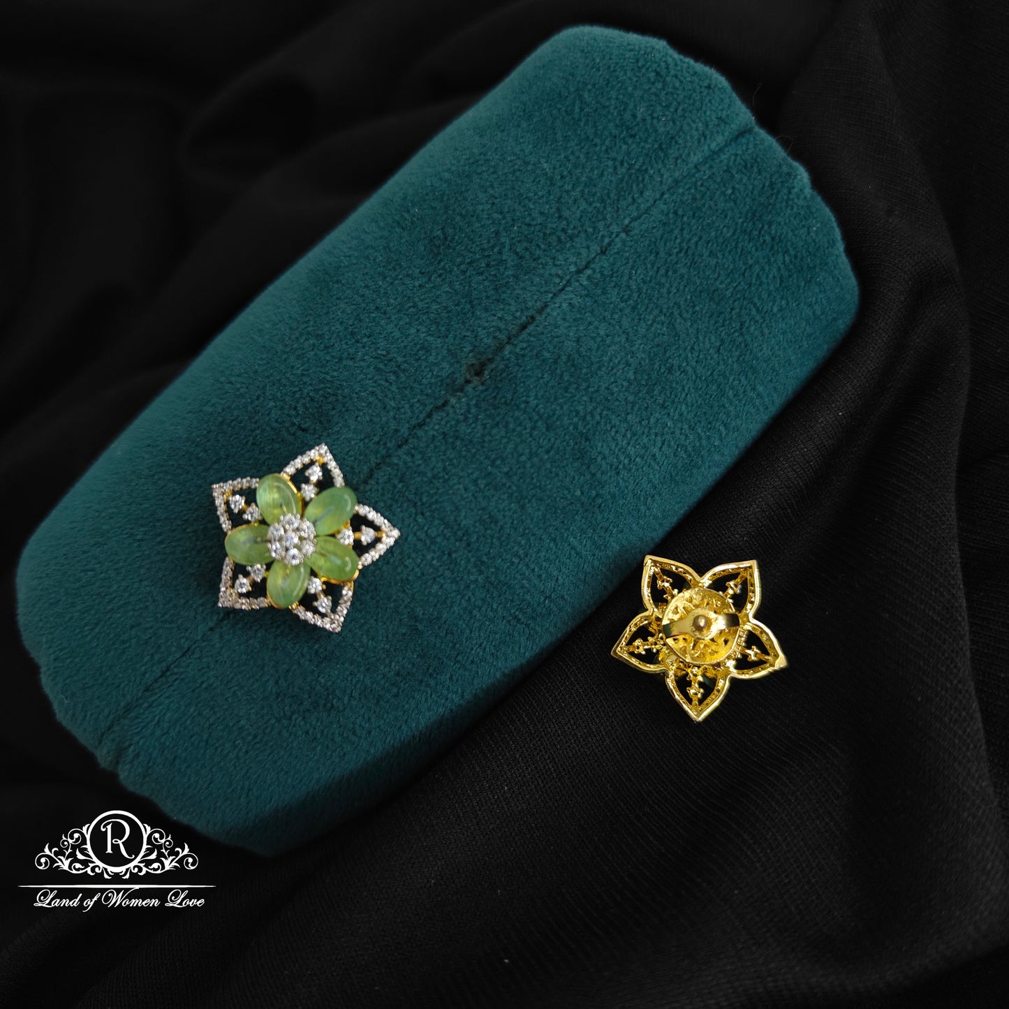 92.5 Silver Amaya Beads flower design Studs-RCDS0150