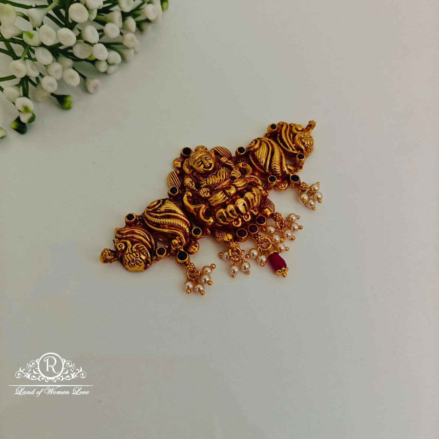 choker beautiful silver lakshmi devi design choker with pearls -rcjr721 92.5 silver ramala jewelry / ramala collections