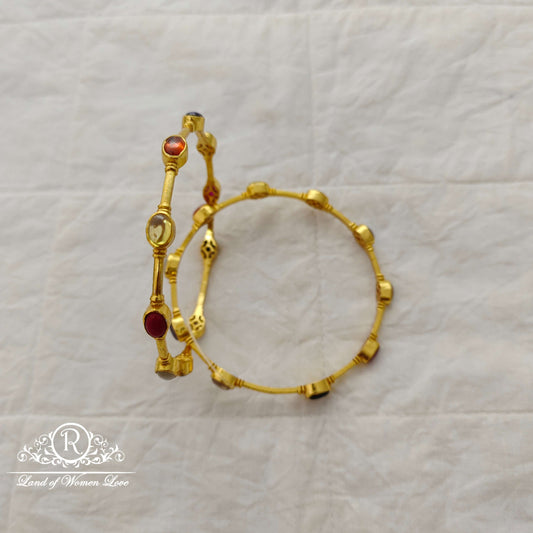 bangle silver base gold polish navaratna bangles -rcjr451 navaratna 92.5 silver ramala jewelry / ramala collections