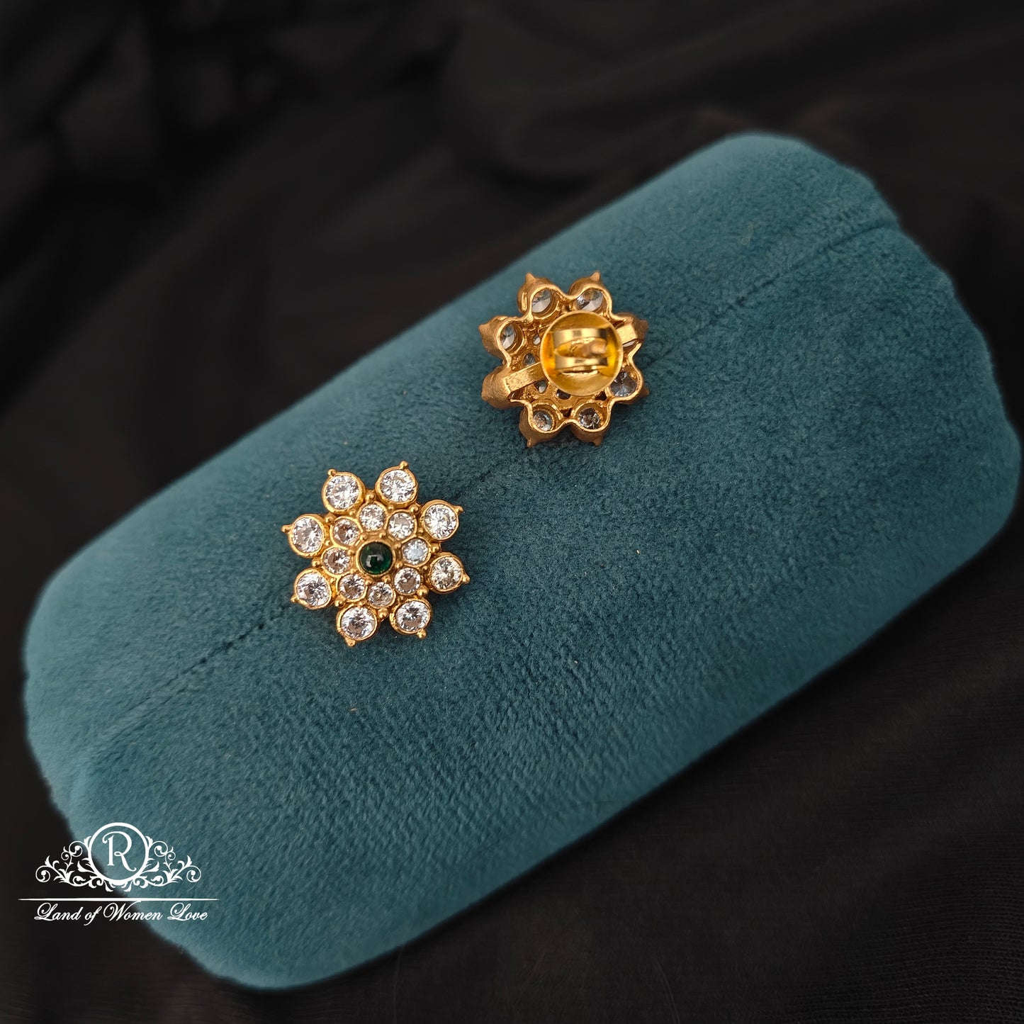 92.5 Silver CZ-'s Flower design earrings-RCJR868