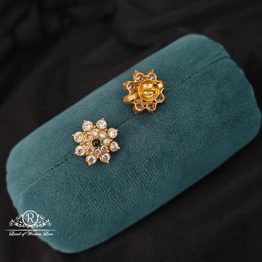 92.5 Silver CZ-'s Flower design earrings-RCJR868