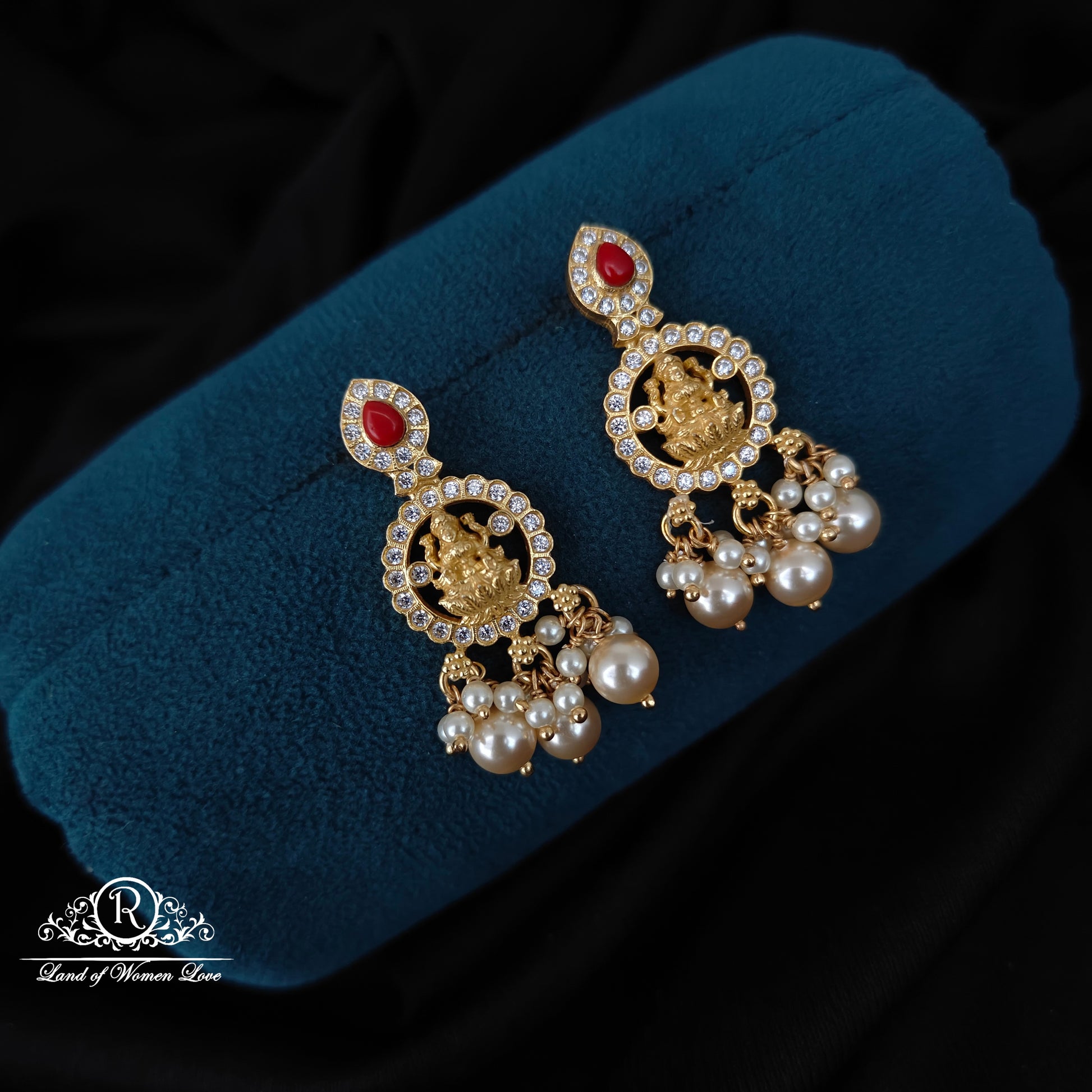 earrings 92.5 silver simple and cute earrings with hangings &lakshmi devi design-rcm371 92.5 silver ramala jewelry / ramala collections