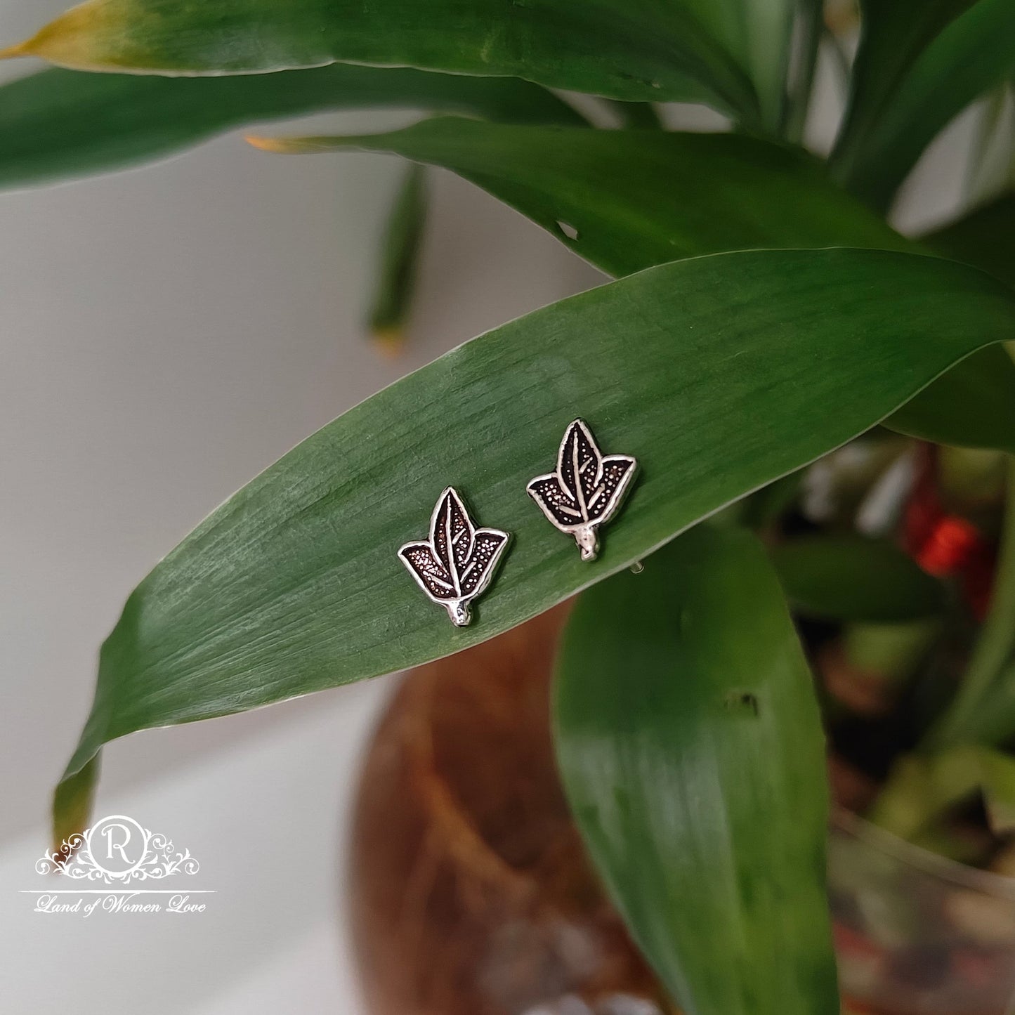 stud silver leaf model kids earring -rchs20 92.5 silver ramala jewelry / ramala collections