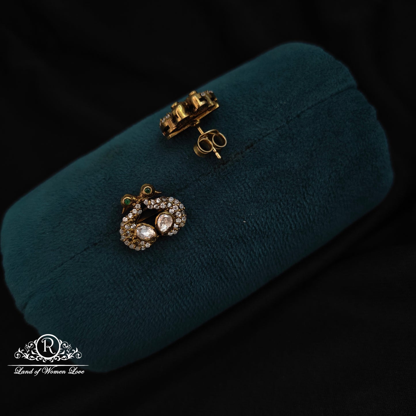 92.5 silver Victorian peacock Studs -RCCP326