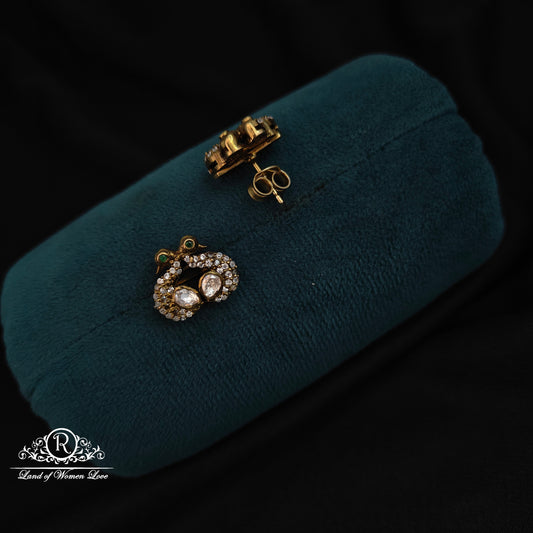 92.5 silver Victorian peacock Studs -RCCP326